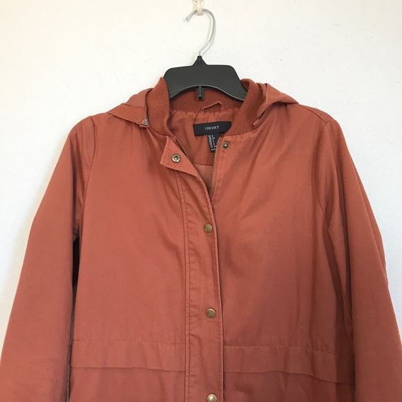 Forever 21 Brown Jacket/Coat with Hoodie - Picture 2 of 8